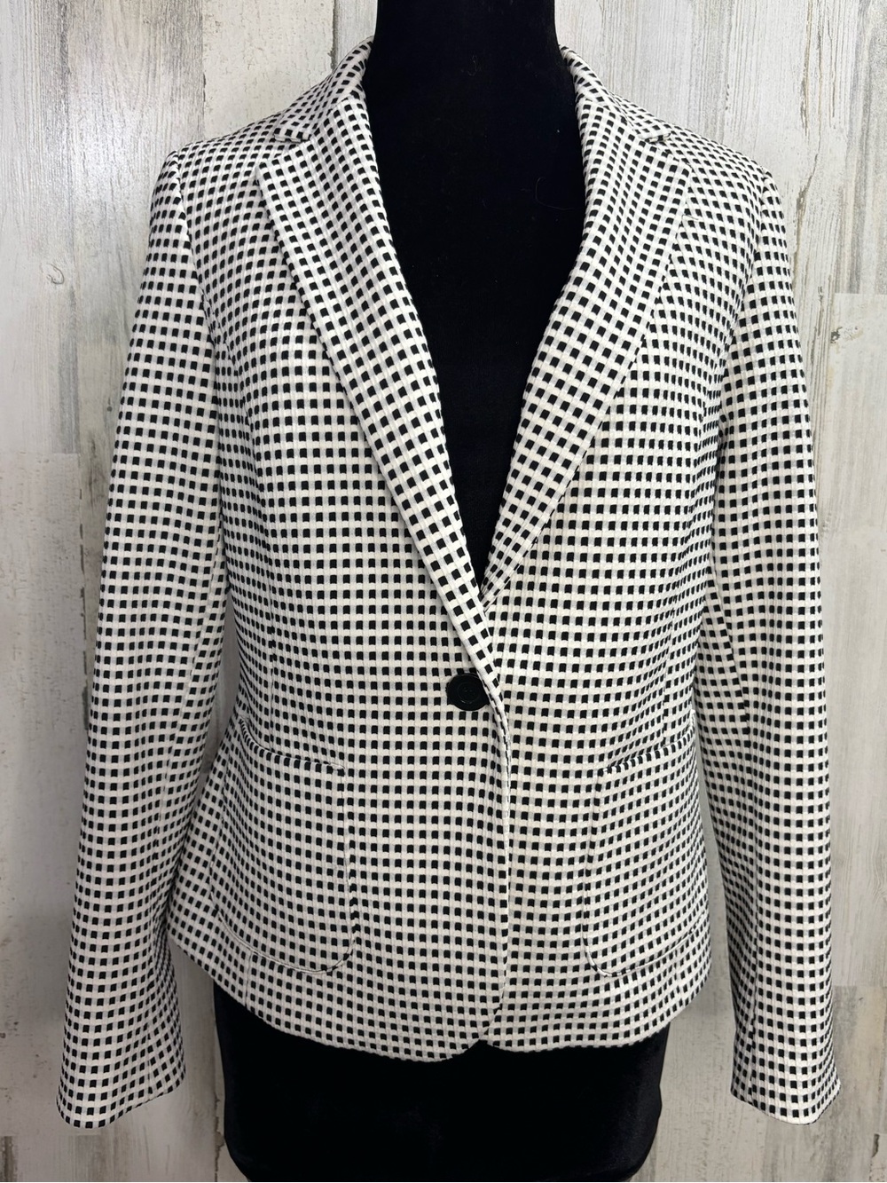 Talbots Black & White Checked Blazer